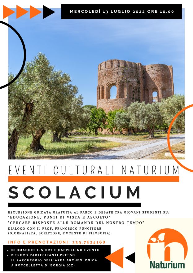 Evento Naturium di mercoledì 13, giovani protagonisti al Parco Scolacium