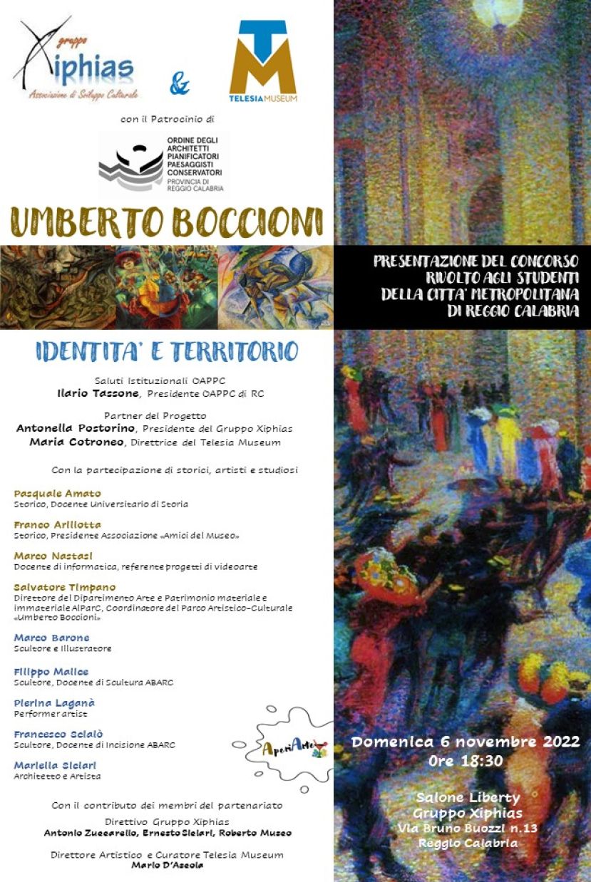 “Umberto Boccioni. Identità e territorio”, se ne parlerà domani a Reggio Calabria in un evento organizzato dal gruppo Xiphias